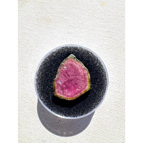 17 cts. Watermelon Tourmaline Natural Crystal Slice - Custom Cabochon #3 - Picture 4 of 6